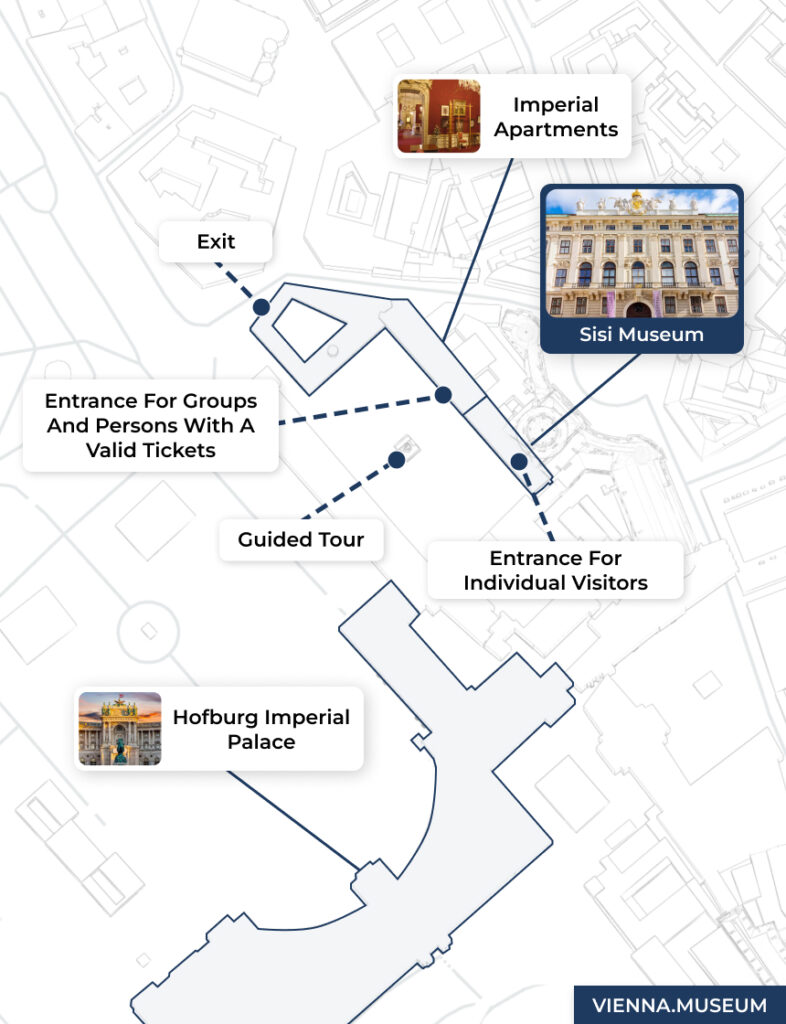 Hofburg Imperial Palace visitor map with attractions.