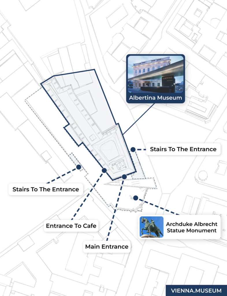 Albertina Museum map with entrances and monument